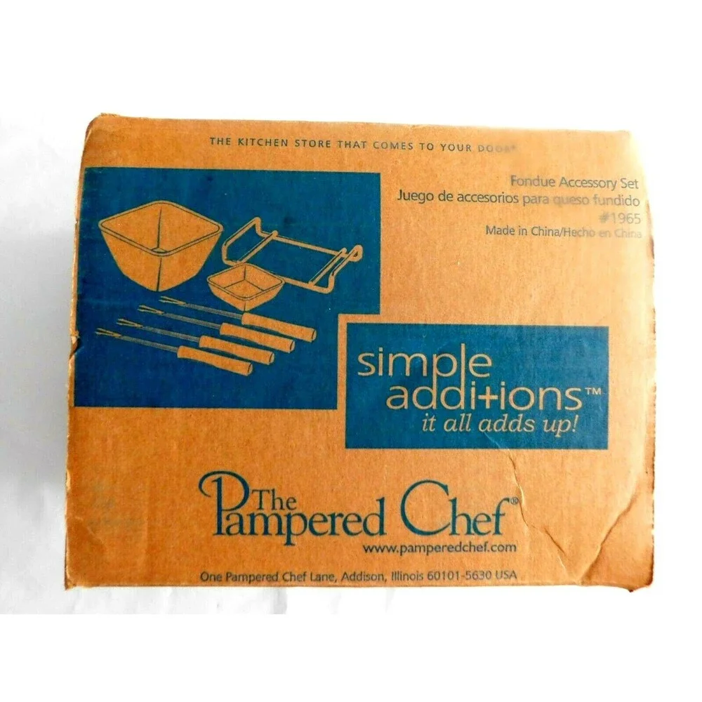 New Opened Box Pampered Chef Fondue Accessory Set #1965
